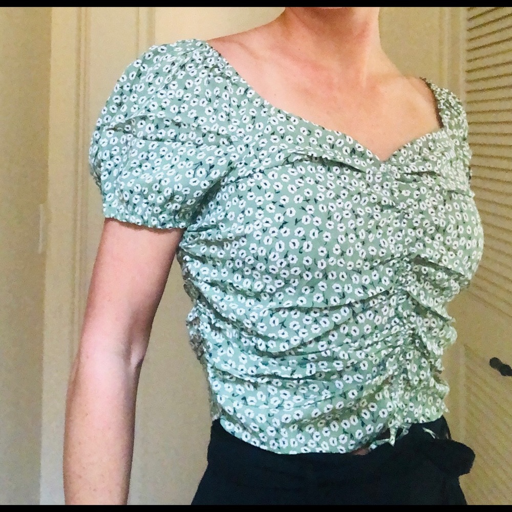 H&M blouse. Green floral